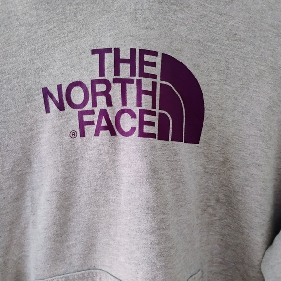 The North Face Light Gray Women's  Hoodie with Purple Logo XL - Picture 3 of 4